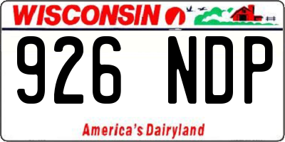 WI license plate 926NDP