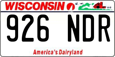 WI license plate 926NDR
