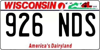 WI license plate 926NDS