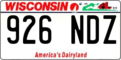 WI license plate 926NDZ