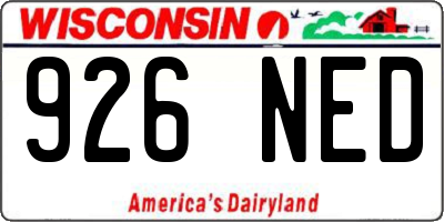 WI license plate 926NED
