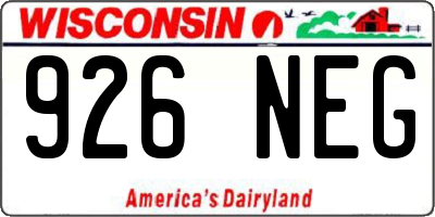 WI license plate 926NEG