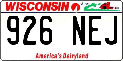 WI license plate 926NEJ