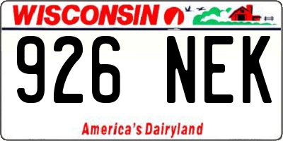 WI license plate 926NEK