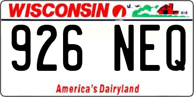 WI license plate 926NEQ