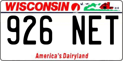 WI license plate 926NET