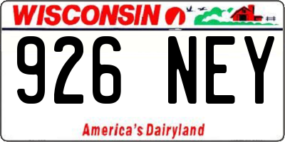 WI license plate 926NEY