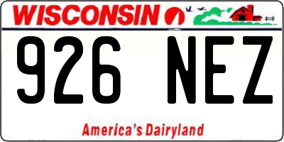 WI license plate 926NEZ