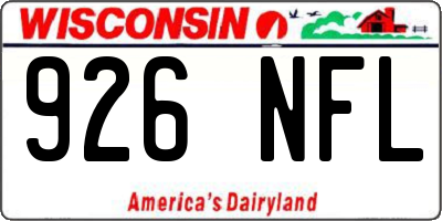 WI license plate 926NFL
