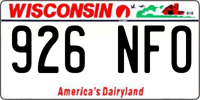 WI license plate 926NFO
