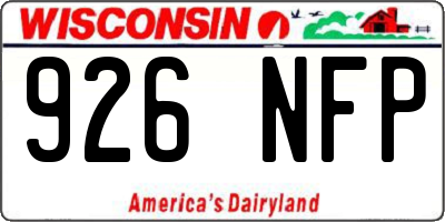 WI license plate 926NFP