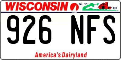 WI license plate 926NFS