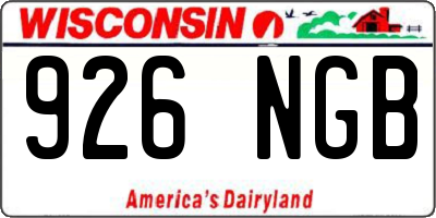 WI license plate 926NGB