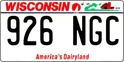 WI license plate 926NGC