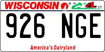 WI license plate 926NGE