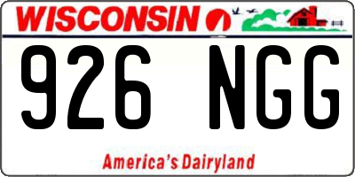 WI license plate 926NGG