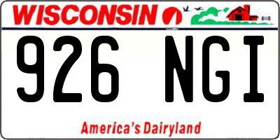 WI license plate 926NGI