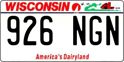 WI license plate 926NGN