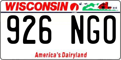 WI license plate 926NGO