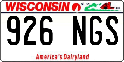 WI license plate 926NGS
