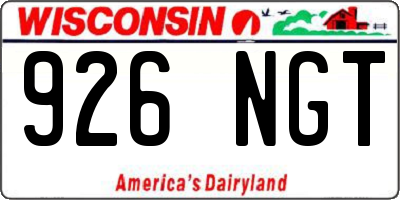 WI license plate 926NGT