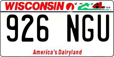 WI license plate 926NGU