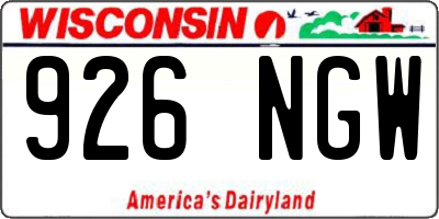 WI license plate 926NGW