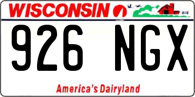 WI license plate 926NGX