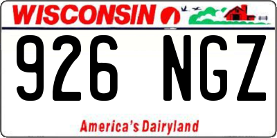 WI license plate 926NGZ