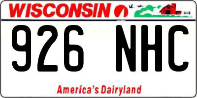WI license plate 926NHC
