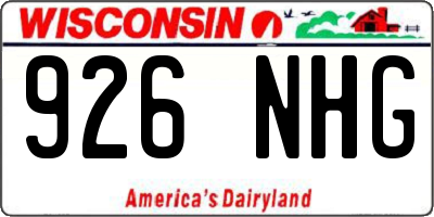 WI license plate 926NHG