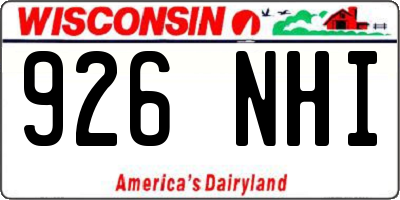 WI license plate 926NHI