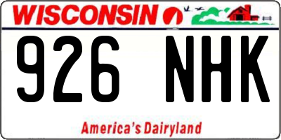 WI license plate 926NHK