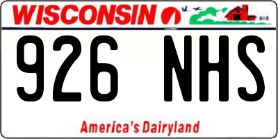 WI license plate 926NHS
