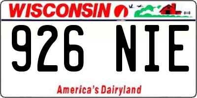 WI license plate 926NIE
