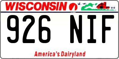 WI license plate 926NIF