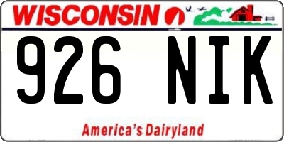 WI license plate 926NIK