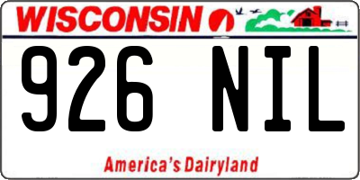 WI license plate 926NIL