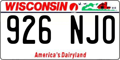 WI license plate 926NJO