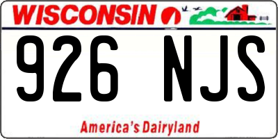 WI license plate 926NJS