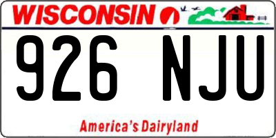 WI license plate 926NJU