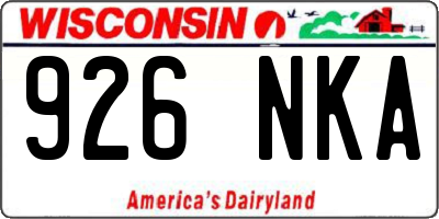 WI license plate 926NKA