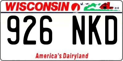 WI license plate 926NKD
