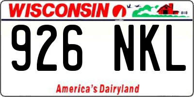 WI license plate 926NKL