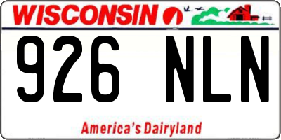 WI license plate 926NLN