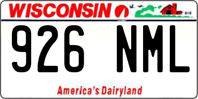 WI license plate 926NML