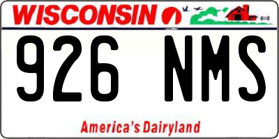 WI license plate 926NMS