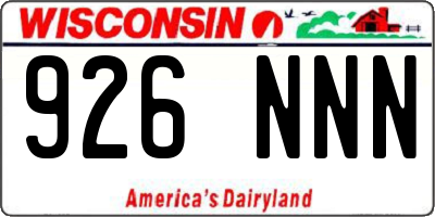 WI license plate 926NNN