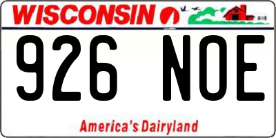 WI license plate 926NOE
