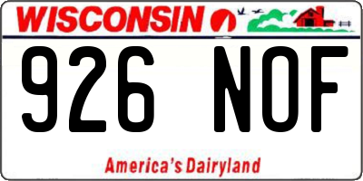WI license plate 926NOF